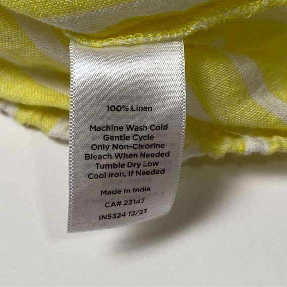 Talbots LINEN TIE HEM BUTTON FRONT TOP - SEASHORE STRIPE Women's Size Small - Picture 3 of 14